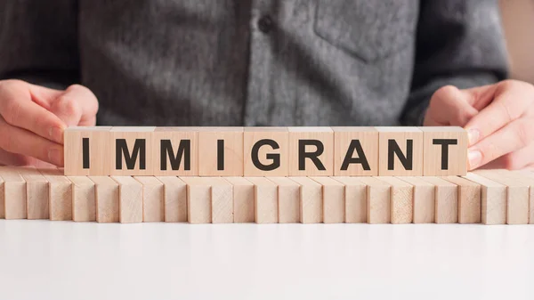 Das Wort des Immigranten auf Bausteinen gesellschaftliches Konzept — Stockfoto