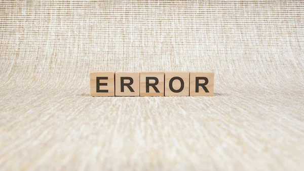 Error Written Wooden Cubes Conceptual Word Collected Wooden Elements Letters — Stock Photo, Image