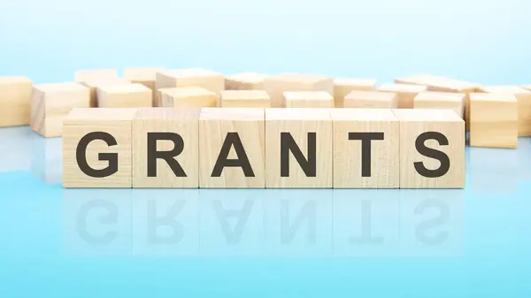 Word Grants Made Wood Building Blocks Text Written Black Letters Stock Picture