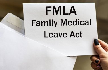 FMLA Family Medical Leave Act words written in letter from envelope clipart