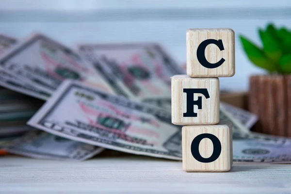 Cfo Chief Financial Officer Acrónimo Sobre Cubos Madera Fondo Cactus Imagen de stock