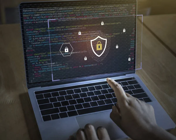 Cyber security protectors concept, Digital crime by an anonymous hacker, Big online data protection from hacker. Watch and find solutions by programmers.