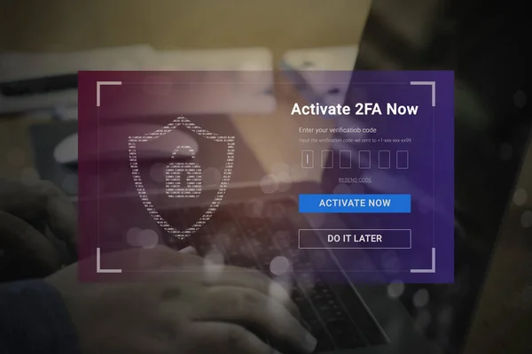 Laptop computer with CyberSecure and 2FA increases the security of your account privacy concept. Two-Factor Authentication login concept, Privacy protect data and cybersecurity.