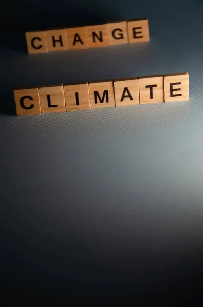 Climate Change Concept Inscription Climate Change Stands Blurred Background Selective — Stock Photo, Image