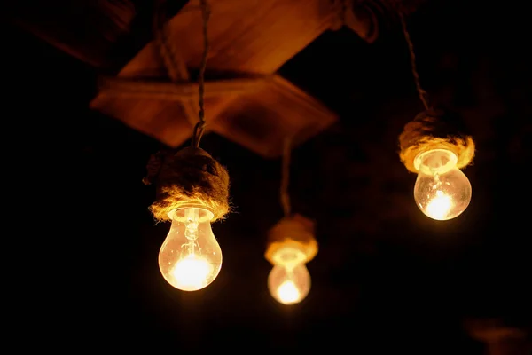 Several Bulbs Burning Dark — Stock Photo, Image