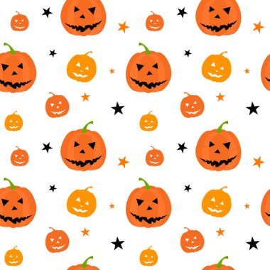 Turuncu arka planda beyaz örümcek ağları olan kusursuz bir Cadılar Bayramı deseni. Düz vektör çizimi. Web, not defteri, arkaplan, kağıt için kullan