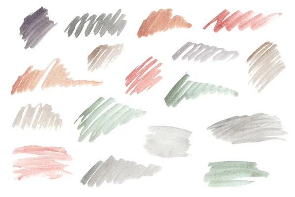 Vintage watercolor brush strokes. Set of hand-drawn elements for design. Use for logo or web design — Stock Photo, Image