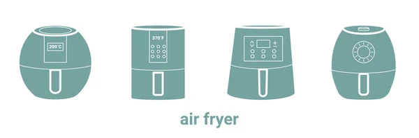 エアフライヤーフラットアイコン。多色調理炒めアプライアンスのアイコンの概要。白を基調としたベクトルイラスト — ストックベクタ