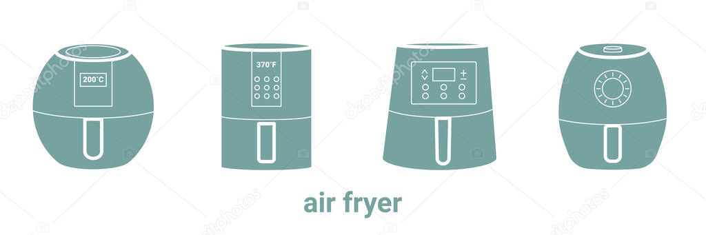 Air fryer flat icon. Multicolor cooking fry appliance icon outline. Vector illustration isolated on white background