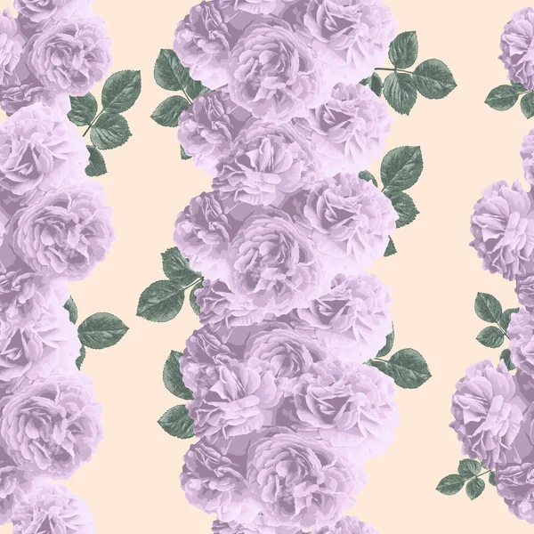Patrón Floral Con Rosas Hojas Dispuestas Líneas Verticales Puede Utilizar — Archivo Imágenes Vectoriales