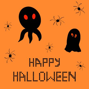 Mutlu Cadılar Bayramı vektör kartı ile örümcekler