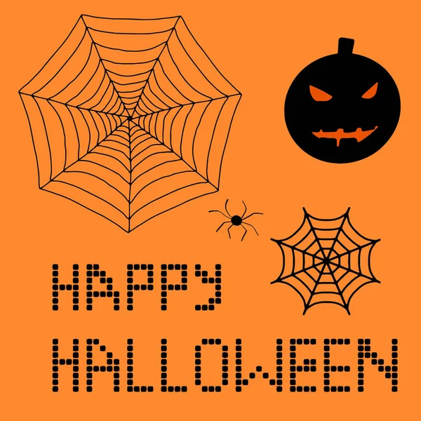 Tarjeta Vectorial Feliz Halloween Con Arañas — Vector de stock