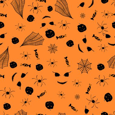 Cadılar bayramı kusursuz desen. Bu desen tekstil, battaniye, yatak örtüsü, duvar kağıdı, örtü, battaniye ve örtüler ve hediye paketi için uygundur.