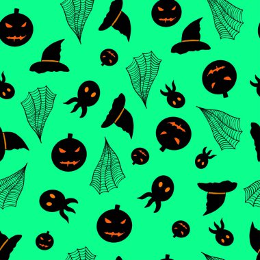 Cadılar bayramı kusursuz desen. Bu desen tekstil, battaniye, yatak örtüsü, duvar kağıdı, örtü, battaniye ve örtüler ve hediye paketi için uygundur.