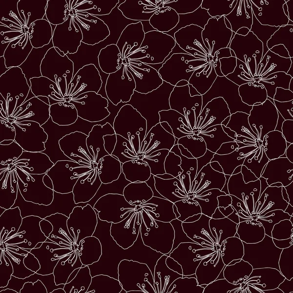 Абстрактна Квітка Стилі Лінійного Малювання Цвіте Яблуко Вишня Або Персикове — стоковий вектор
