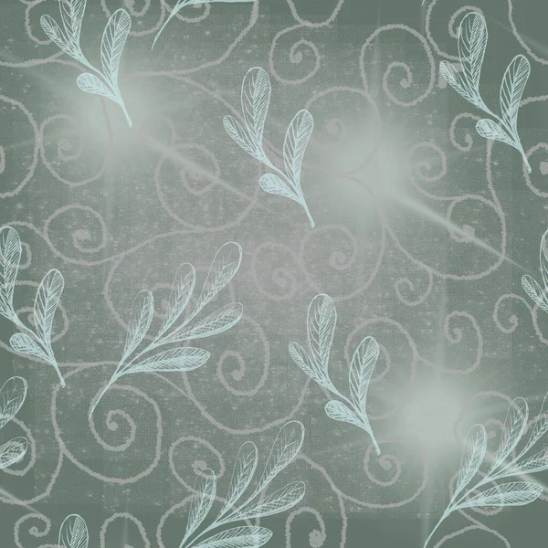 Seamless Watercolor Leaves Pattern White Leaves Branches Composition —  Fotos de Stock