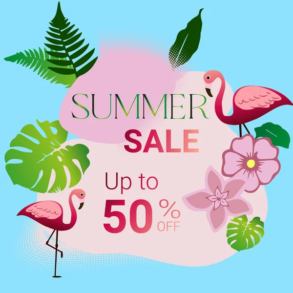 Yaz indirimi afişi, yüzde 50 indirimli alışveriş davetiyesi. Tasarım için özel teklif kartı, şablon. 