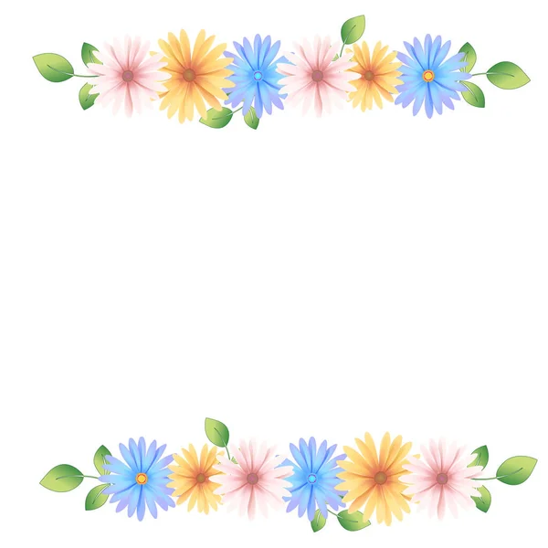 Plantilla Banner Vectorial Con Flores Colores Elementos Como Crisantemo Margarita — Archivo Imágenes Vectoriales