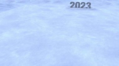 2023 karlı yamaçta iz bırakarak kayıyor. 3d görüntüleme, çözünürlük 1920 x 1080 (saniyede 30 kare) video uzunluğu 10 saniye