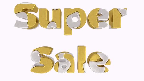 Super Sale Animated Text Render Color Play Gold Silver Letter — Wideo stockowe