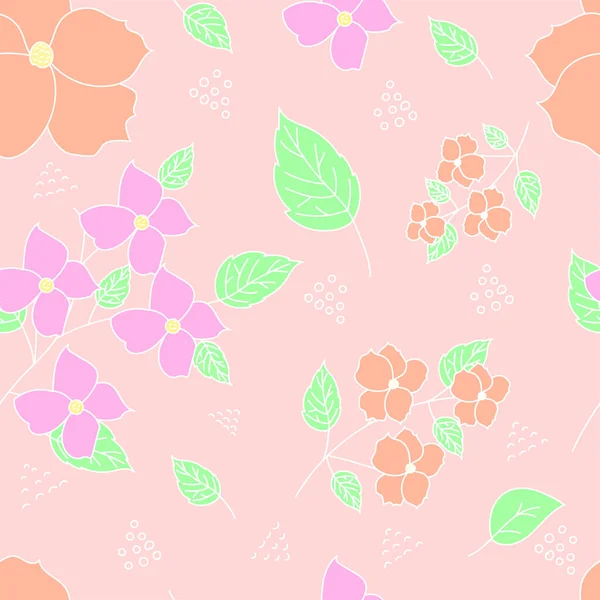 Patrón Sin Costura Floral Con Flores Dibujadas Mano — Archivo Imágenes Vectoriales