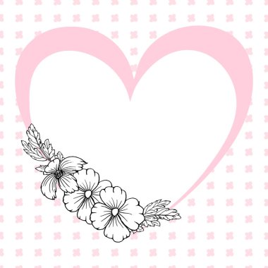 Valentines Day Greeting Card with flowers. Love lettering. Perfect for stickers, birthday, save the date invitation.