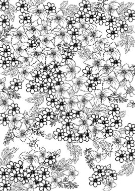 Floral antistres coloring page. Romantic flowers sketchy illustration. Summer flowers