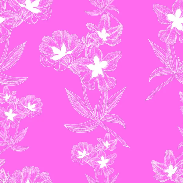 Patrón Sin Costuras Con Dibujos Lápiz Flores Dibujado Mano Flor —  Fotos de Stock