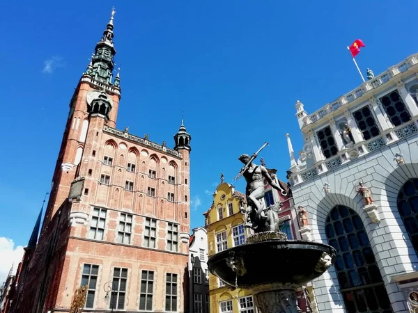 Gdansk Poland Downtown Buildings Highlights Medieval Town Gdansk Poland Europe — Stock Photo, Image