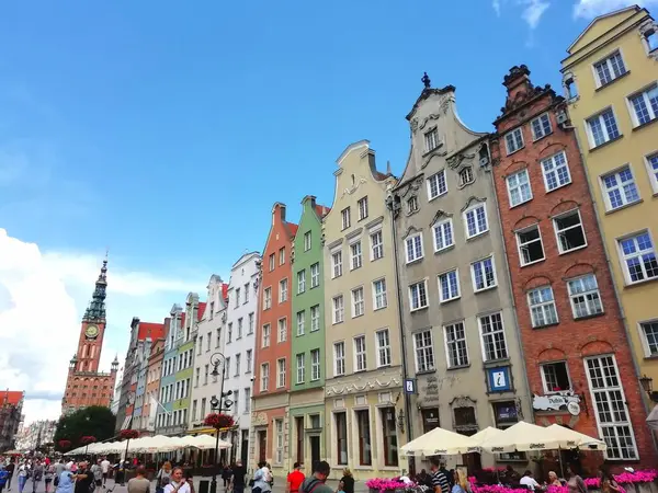 Gdaňsk Polsko Centrum Budov Vrcholů Středověkého Města Gdaňsk Polsku Evropa — Stock fotografie