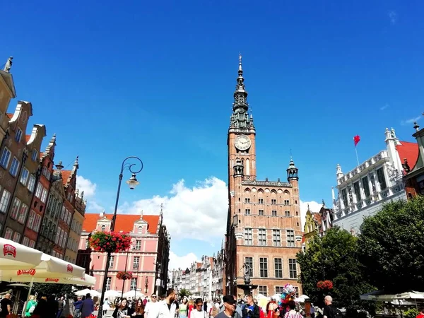 Gdaňsk Polsko Centrum Budov Vrcholů Středověkého Města Gdaňsk Polsku Evropa — Stock fotografie