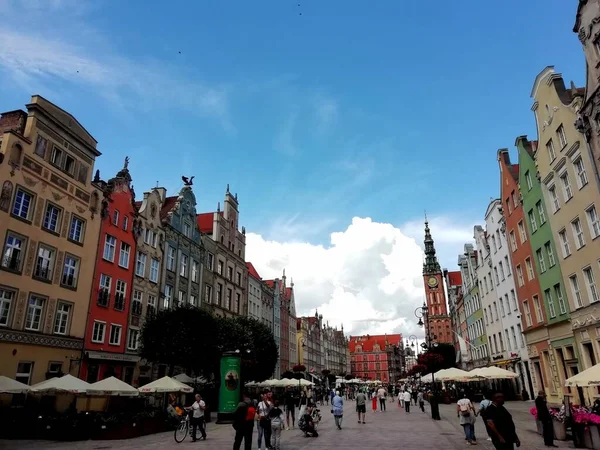 Gdaňsk Polsko Centrum Budov Vrcholů Středověkého Města Gdaňsk Polsku Evropa — Stock fotografie