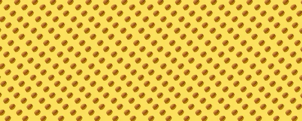 Padrão Simétrico Amêndoas Fundo Amarelo Padrão Continental Isolado Flat Lay — Fotografia de Stock