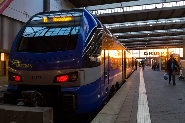 Munich, Germany - August 27, 2014: Munich Main Train station in late the evening.