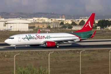 Luqa, Malta - August 30, 2022: AlbaStar Boeing 737-809 (REG: EC-NGC) performing a flight to Amsterdam for Air Malta.