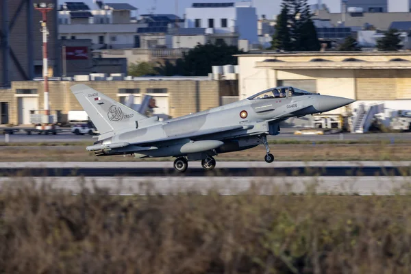 Luqa, Malta - August 30, 2022: 2 Qatari Air Force Eurofighter EF-2000 Typhoon transiting through Malta on their delivery flight to Qatar.