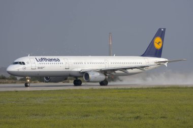 Luqa, Malta - 11 Kasım 2007: Lufthansa Airbus A321-131 (REG: D-AIRB) 