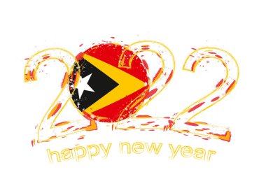 Doğu Timor bayrağıyla Mutlu 2022 Yılları.