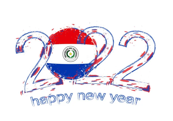 Frohes Neues Jahr 2022 Mit Der Flagge Paraguays — Stockvektor