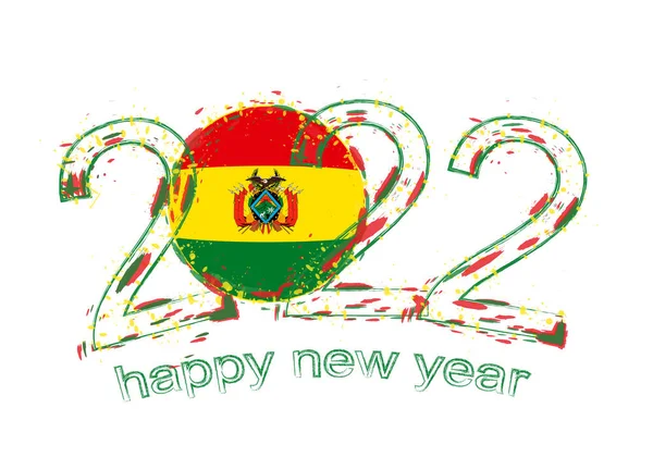 Feliz Año Nuevo 2022 Con Bandera Bolivia — Archivo Imágenes Vectoriales
