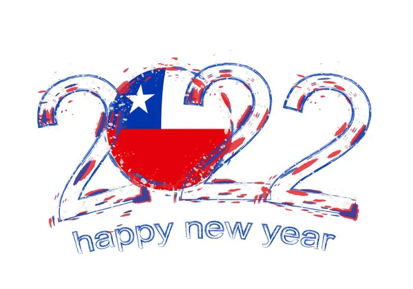Feliz Ano Novo 2022 Com Bandeira Chile —  Vetores de Stock