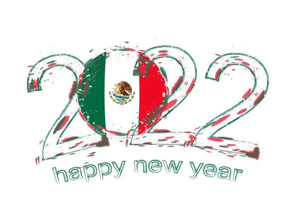 Frohes Neues Jahr 2022 Mit Mexikanischer Flagge — Stockvektor