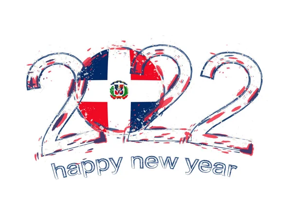 Gelukkig Nieuwjaar 2022 Jaar Met Vlag Van Dominicaanse Republiek — Stockvector