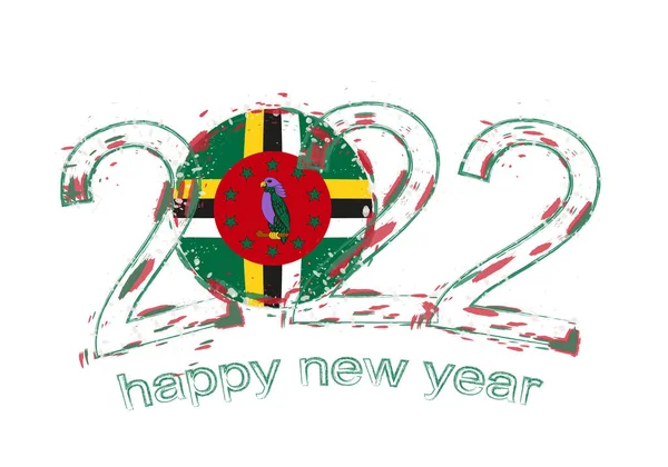 Gelukkig Nieuwjaar 2022 Jaar Met Vlag Van Dominica — Stockvector