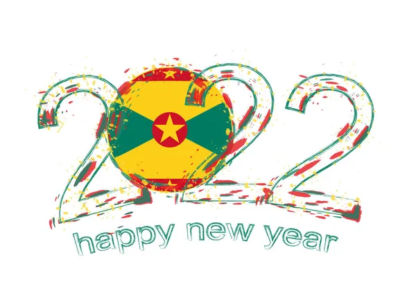 Feliz Año Nuevo 2022 Con Bandera Granada — Archivo Imágenes Vectoriales