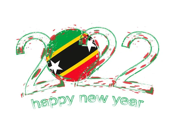 Bonne Année 2022 Avec Drapeau Saint Kitts Nevis — Image vectorielle