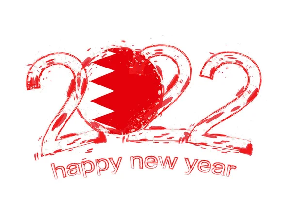Bonne Année 2022 Avec Drapeau Bahreïn — Image vectorielle