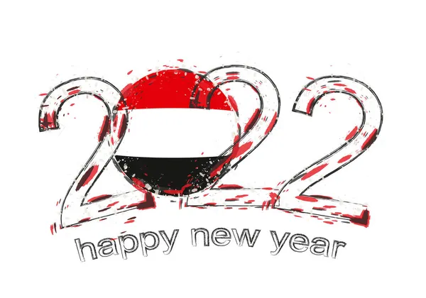 Новым 2022 Годом Флагом Йемена — стоковый вектор