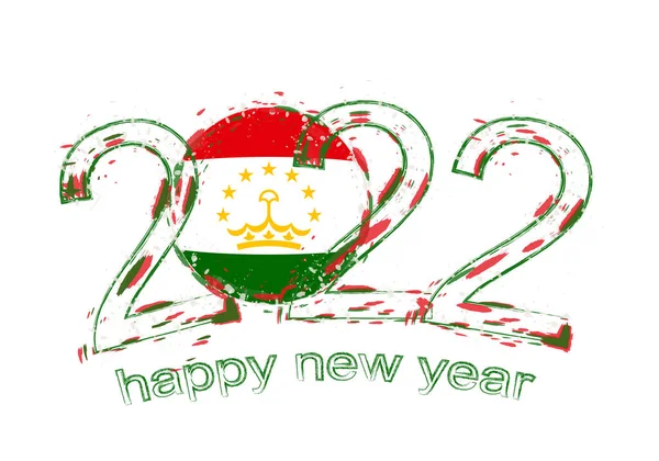 Feliz Ano Novo 2022 Com Bandeira Tajiquistão —  Vetores de Stock