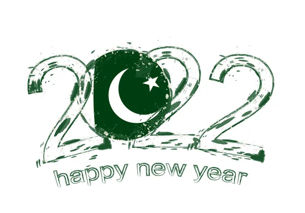 Feliz Año Nuevo 2022 Con Bandera Pakistan — Archivo Imágenes Vectoriales